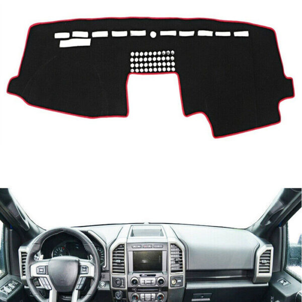 2015-2020 Ford F-150 Dashboard Cover Mat Anti-Glare Sunshade Pad Polyester Silicone Black RHD